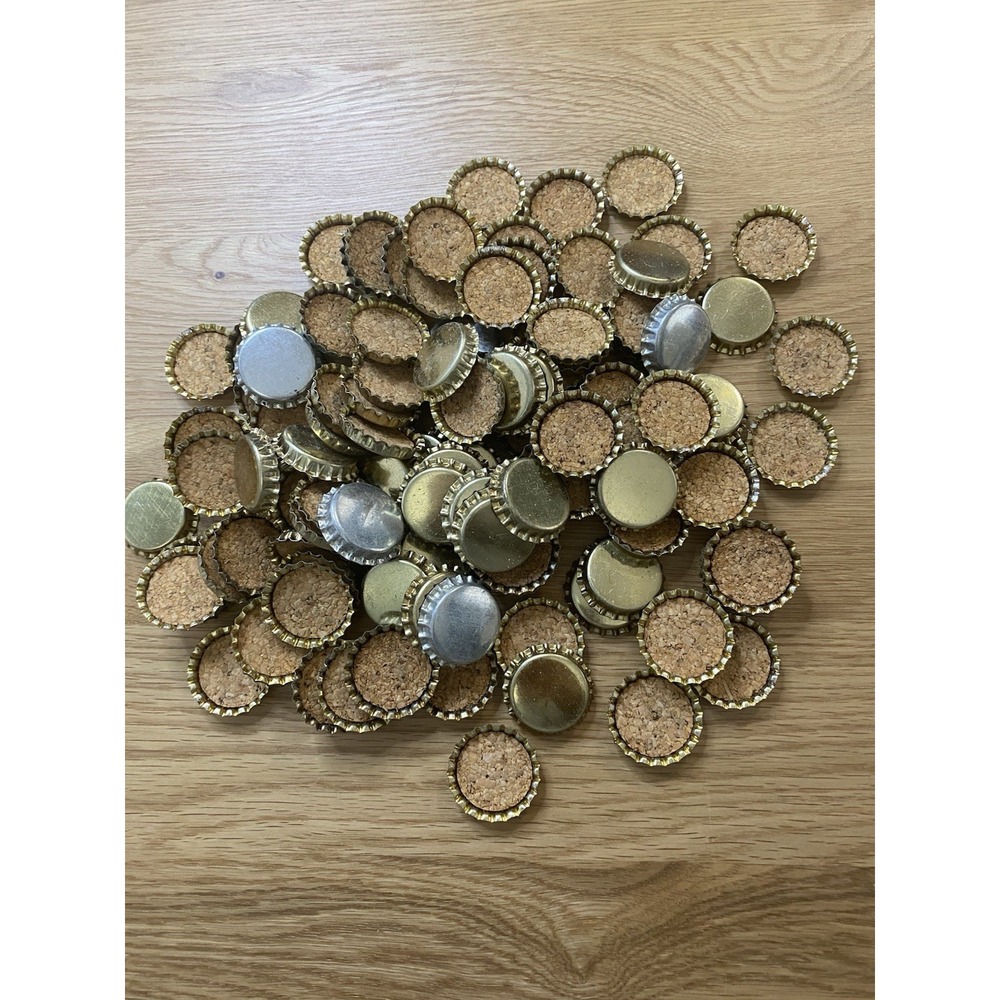 Cork Lined Metal Bottle Cap Lot Gold Silver Craft Brewing Soda Beer Crafts 120pc